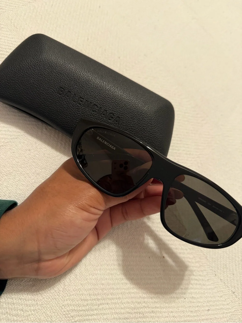 Balenciaga Black Men's Rectangular Sunglasses